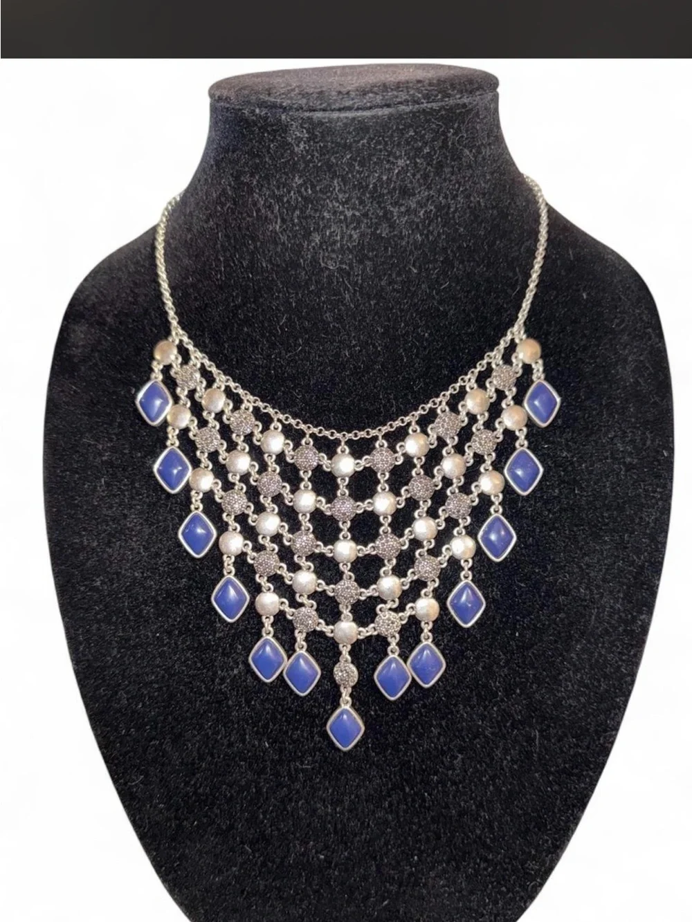 Lucky Brand Silver-Tone Necklace with Navy Blue Stones - Women Jewelry